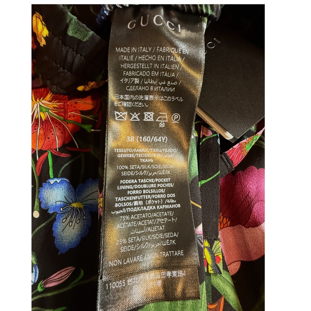 Gucci Flora Print Silk Wide Leg Pants Black Floral A003ZB ZAUU3 IT 38 - Picture 4 of 8
